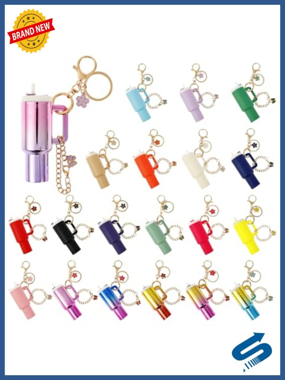 Mini Tumbler Keychain 20-Pack Chapstick Holder PLA Key Ring Bag Charms